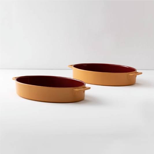 裏正紅烤盤 | 紅棕 | 直徑31 cm 陶瓷 橢圓烤盤