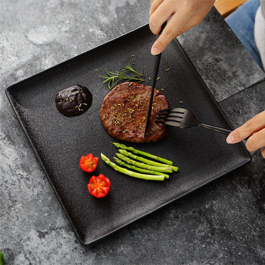 碳晶瓷正方盤 | 黑 | 25 cm 陶瓷 方形盤
