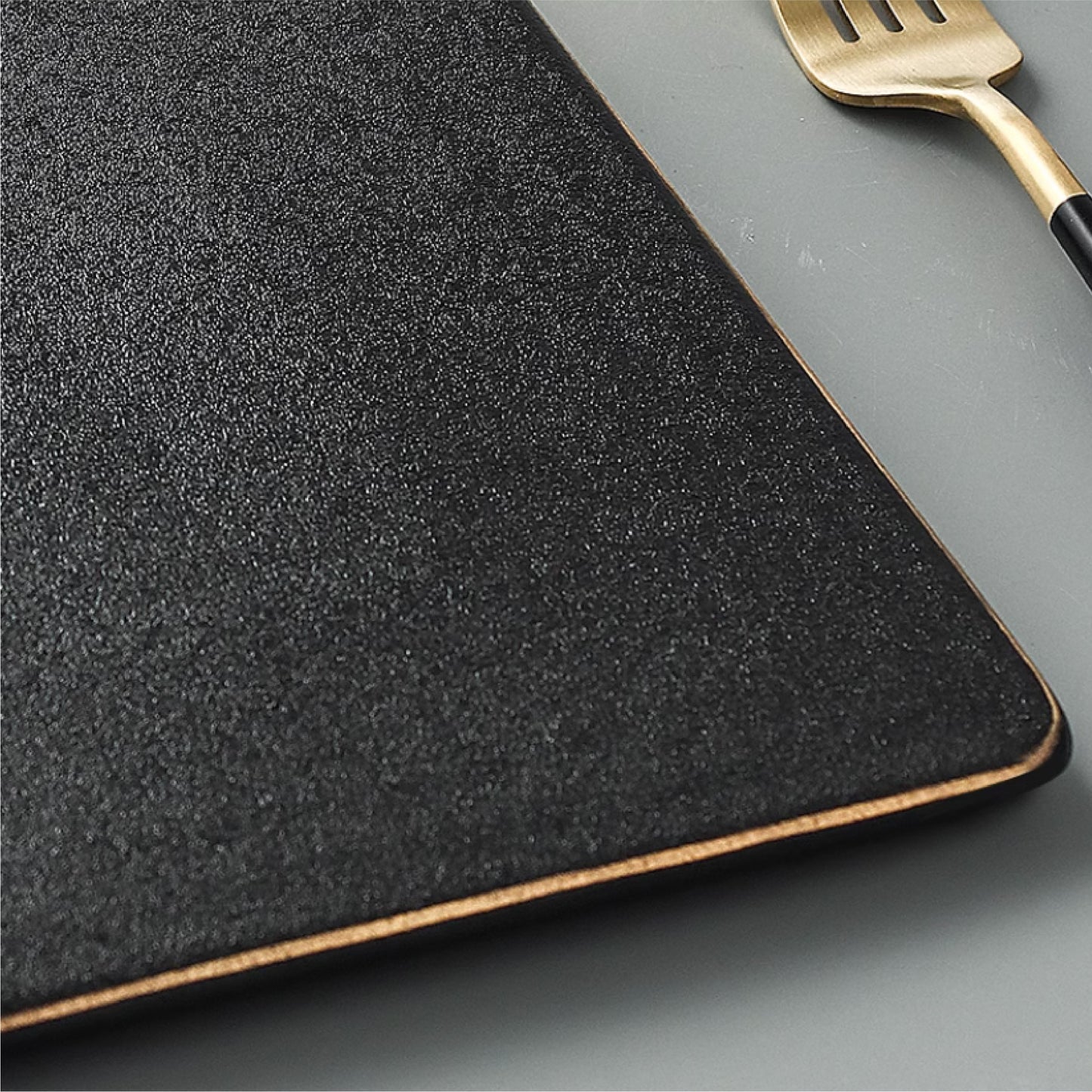 金邊岩板陶瓷方盤 | 黑 | 30 cm 陶瓷 方形盤