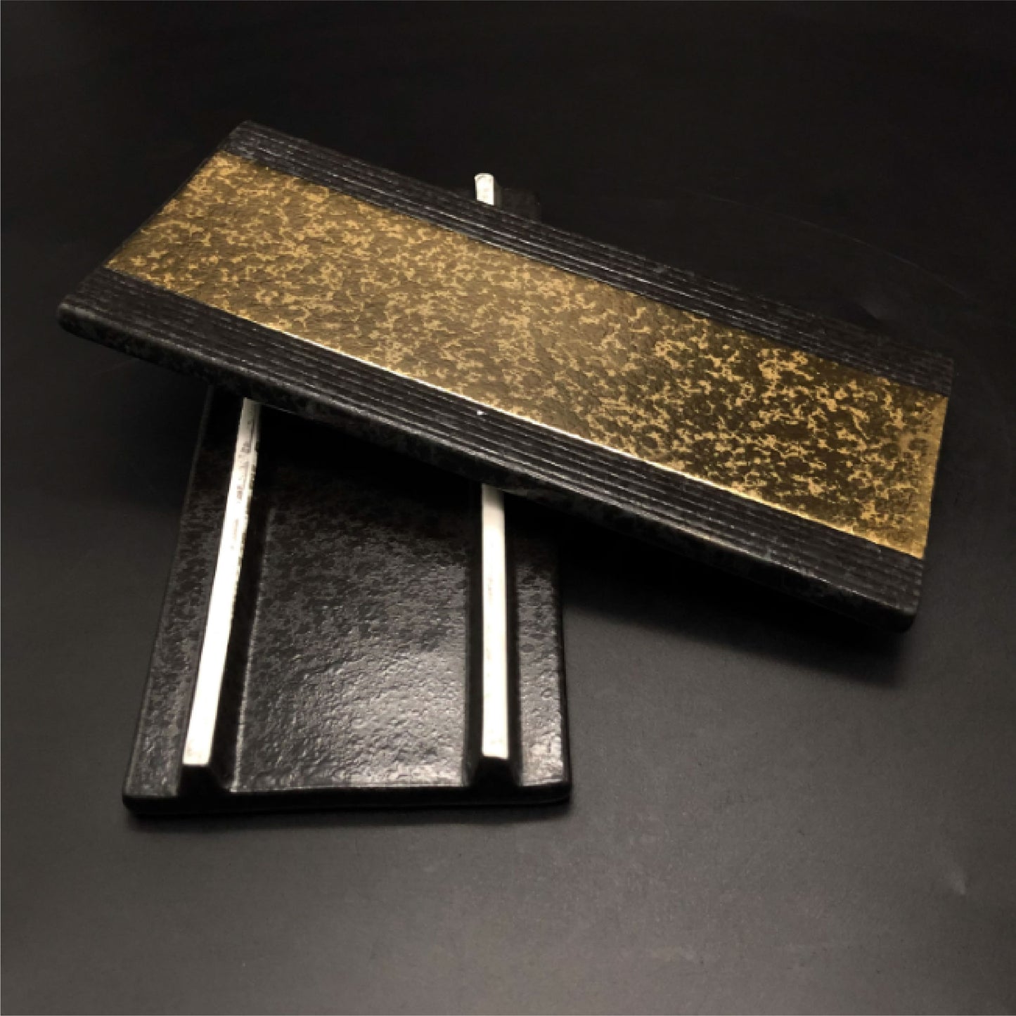 日式懷石料理鍍金長盤 | 金 | 32.5 cm 陶瓷 長條盤