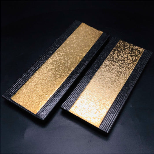 日式懷石料理鍍金長盤 | 金 | 32.5 cm 陶瓷 長條盤