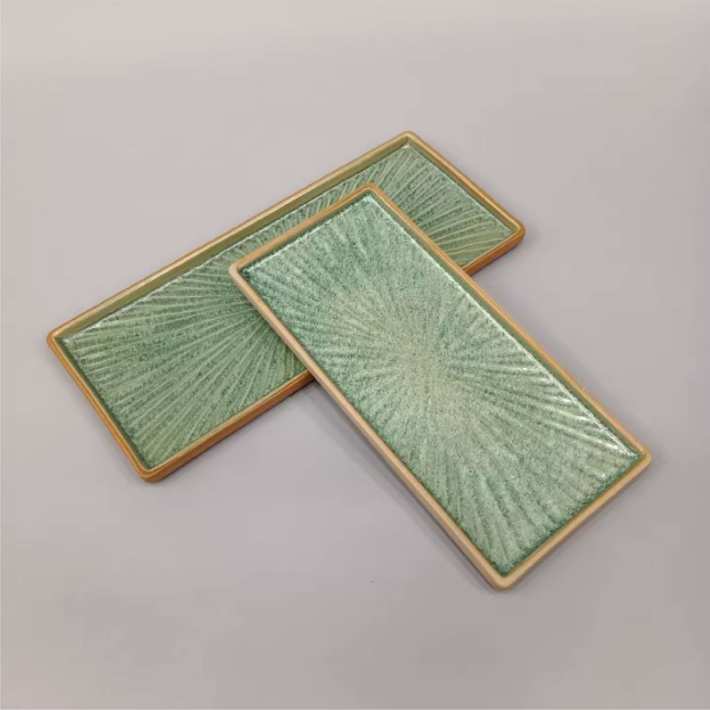 煙綠懷石料理陶瓷長盤 | 綠 | 32 cm 陶瓷 長條盤