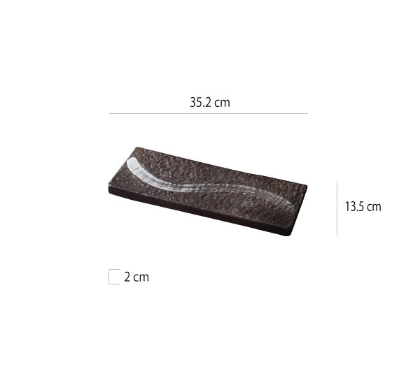 筆刷紋岩石紋路長寬盤 | 3色 | 35.2 cm 陶瓷 長條盤 - 好生活實驗所