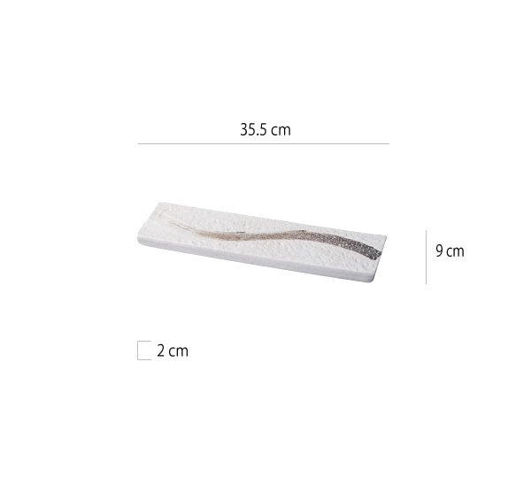 筆刷紋岩石紋路長窄盤 | 3色 | 35.5 cm 陶瓷 長條盤 - 好生活實驗所