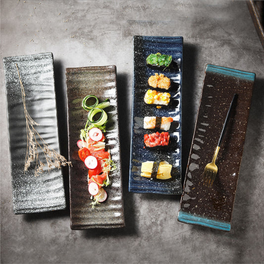 皺褶紋理陶瓷長盤 | 3色 | 35.2 cm 陶瓷 長條盤