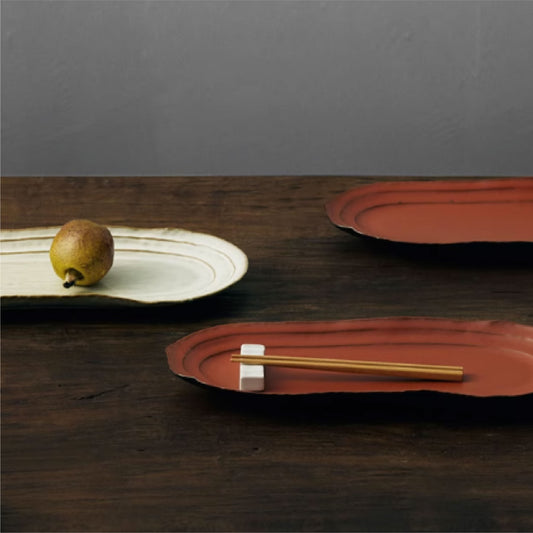 侘寂風粗陶長盤 | 2色 | 33 cm 陶瓷 長條盤