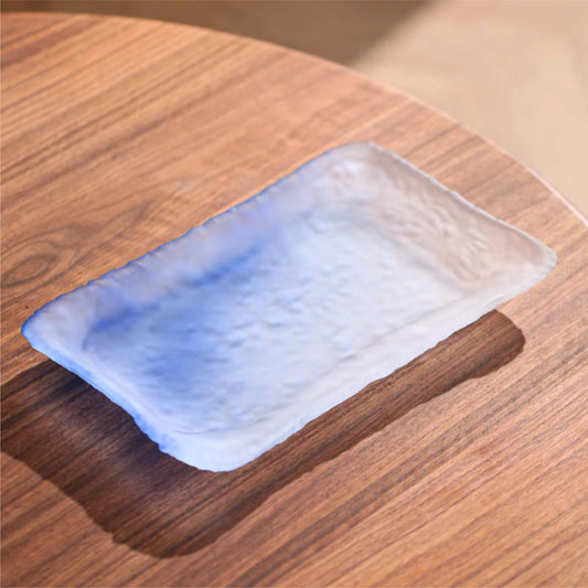 霧面漸層水晶玻璃盤 | 2色 | L30 * W19 * H2 cm 玻璃 長方淺盤