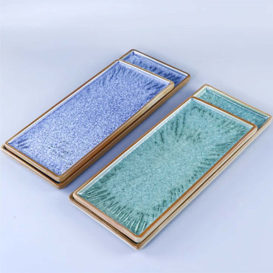 雪花結晶釉長盤 | 2色 | 長27.5~32.5 cm 陶瓷 長方平盤
