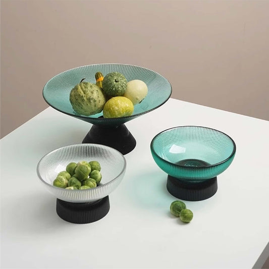 現代簡約幾何玻璃碗 | 多色 | 口徑15~30 cm 玻璃 高腳碗