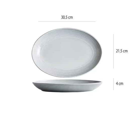 手感現代橢圓盤 | 4色 | 12吋~16吋 陶瓷 橢圓深盤