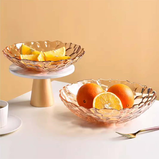 璀璨泡泡玻璃盤 | 3色 | 口徑22.5~28.5 cm 玻璃 深盤