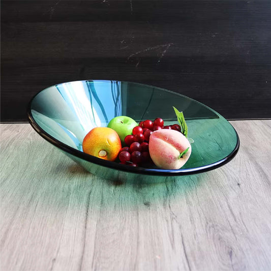 鋼化玻璃斜口盤 | 5色 | 口徑30~42 cm 玻璃 斜口圓盤