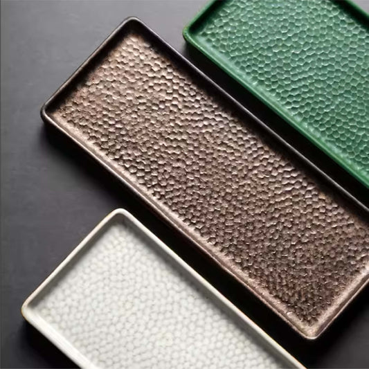 復古手工錘紋盤 | 3色 | 20~31 cm 陶瓷 正方/長方平盤