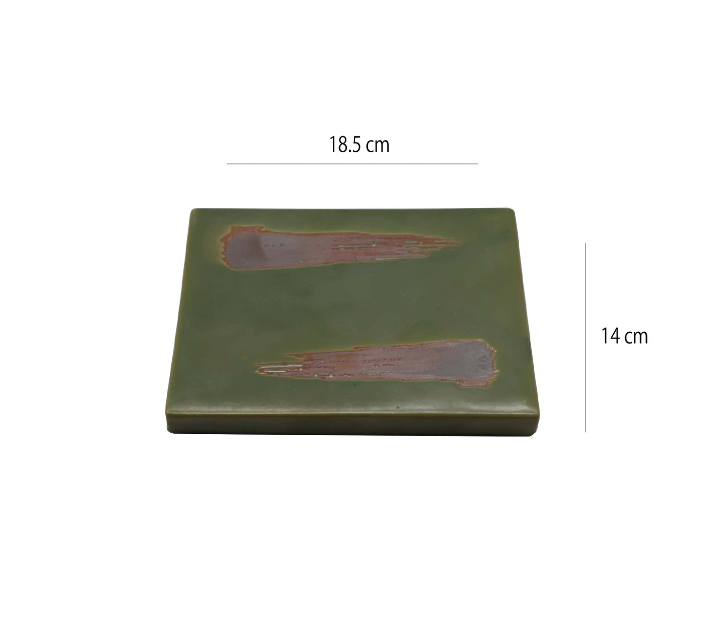 古樸長方磚形盤 | 棕綠 | 長18.5 cm 陶瓷 長方平盤