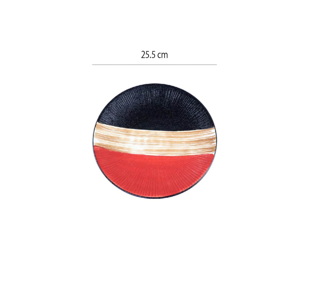 金是赤日陶瓷圓盤 | 金紅黑 | 長25 cm 陶瓷 圓平盤 - 好生活實驗所