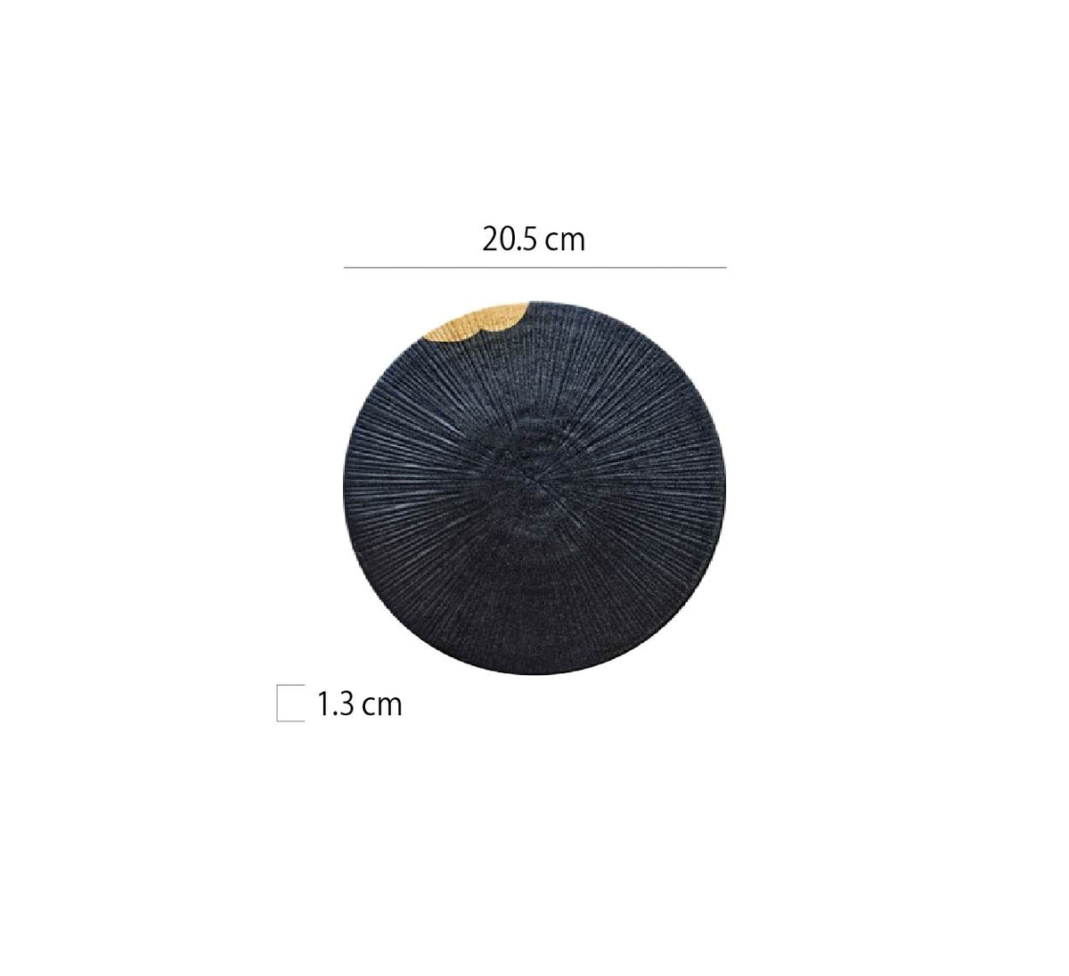 點金放射紋陶瓷盤 | 黑 | 長20.5~28 cm 陶瓷 圓平盤 - 好生活實驗所