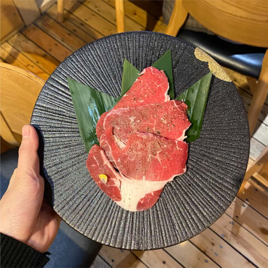 點金放射紋陶瓷盤 | 黑 | 長20.5~28 cm 陶瓷 圓平盤