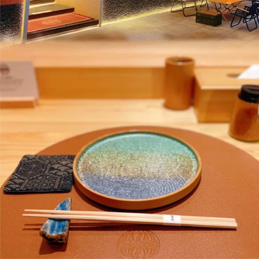 鑽石淺灘流紋陶瓷盤 | 綠黃藍 | 長15.5~26.5 cm 陶瓷 圓平盤/長方平盤