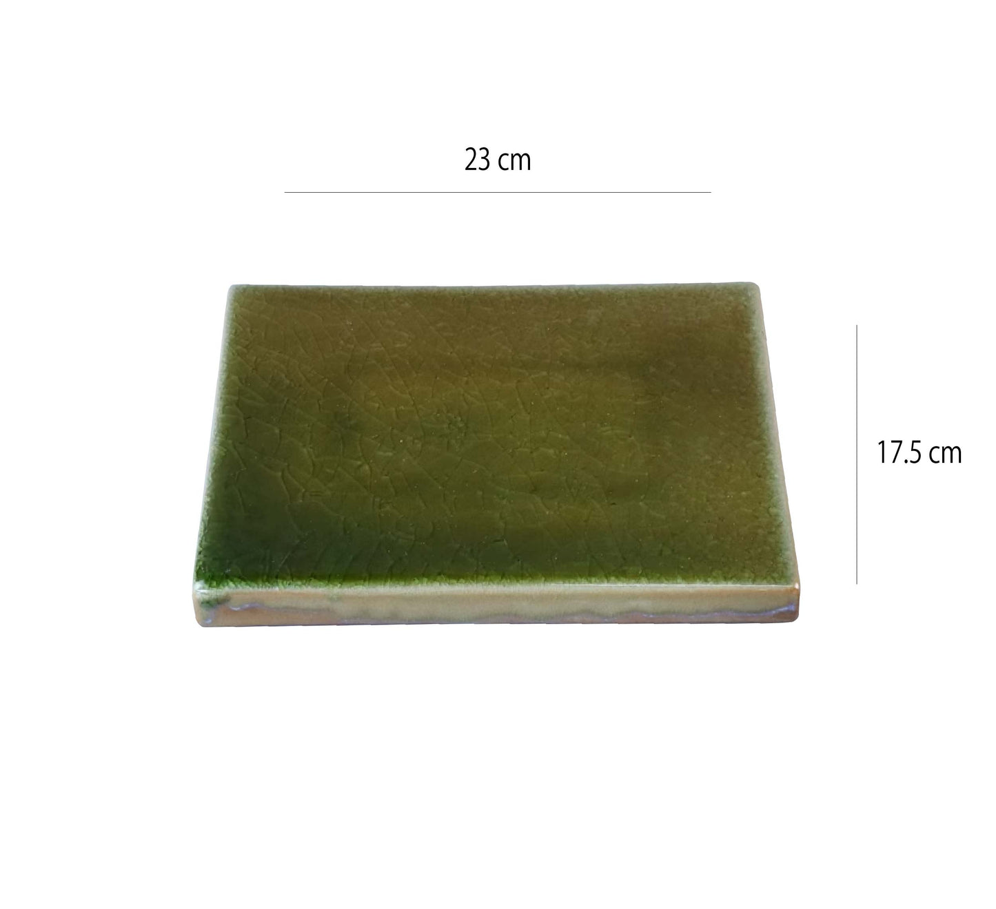 木然冰裂紋陶瓷磚型盤 | 柳綠 | L23 * W17.5 * H2.5 cm 陶瓷 長方平盤 - 好生活實驗所