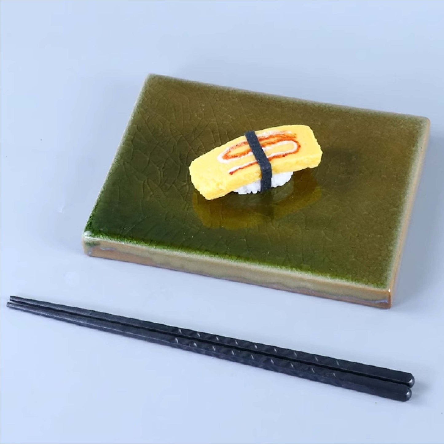木然冰裂紋陶瓷磚型盤 | 柳綠 | L23 * W17.5 * H2.5 cm 陶瓷 長方平盤 - 好生活實驗所