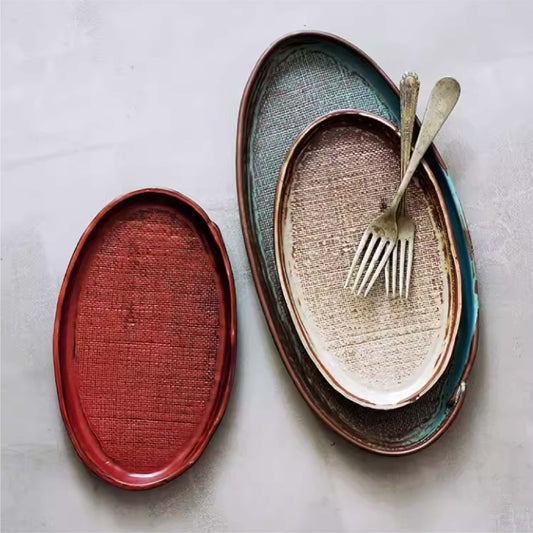 復古橢圓深盤 | 3色 | L23.8~L34.2 cm 陶瓷 橢圓盤
