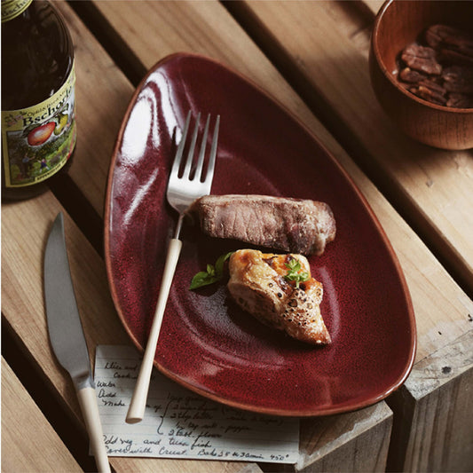 長三角橢圓淺盤 | 5色 | L23.2~L39.2 cm 陶瓷 橢圓盤