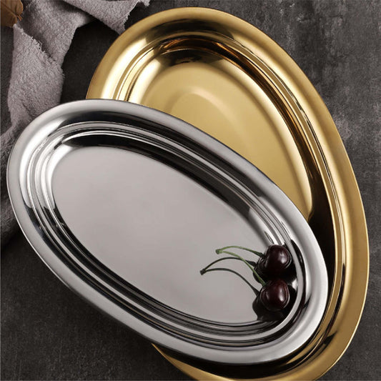 加厚不銹鋼橢圓盤 | 2色 | 長25.5~39.5 cm 不銹鋼 橢圓盤