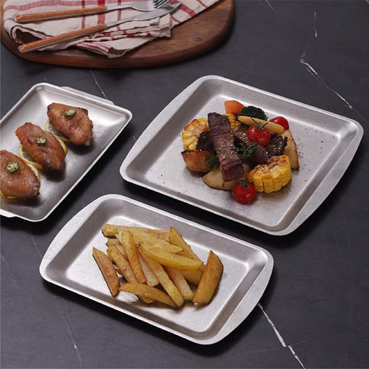 不銹鋼做舊長盤 | 銀 | 長23.5 cm 不銹鋼 長方盤