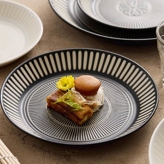 印花浮雕陶瓷淺盤 | 黑 | 17~25 cm 陶瓷 小淺盤