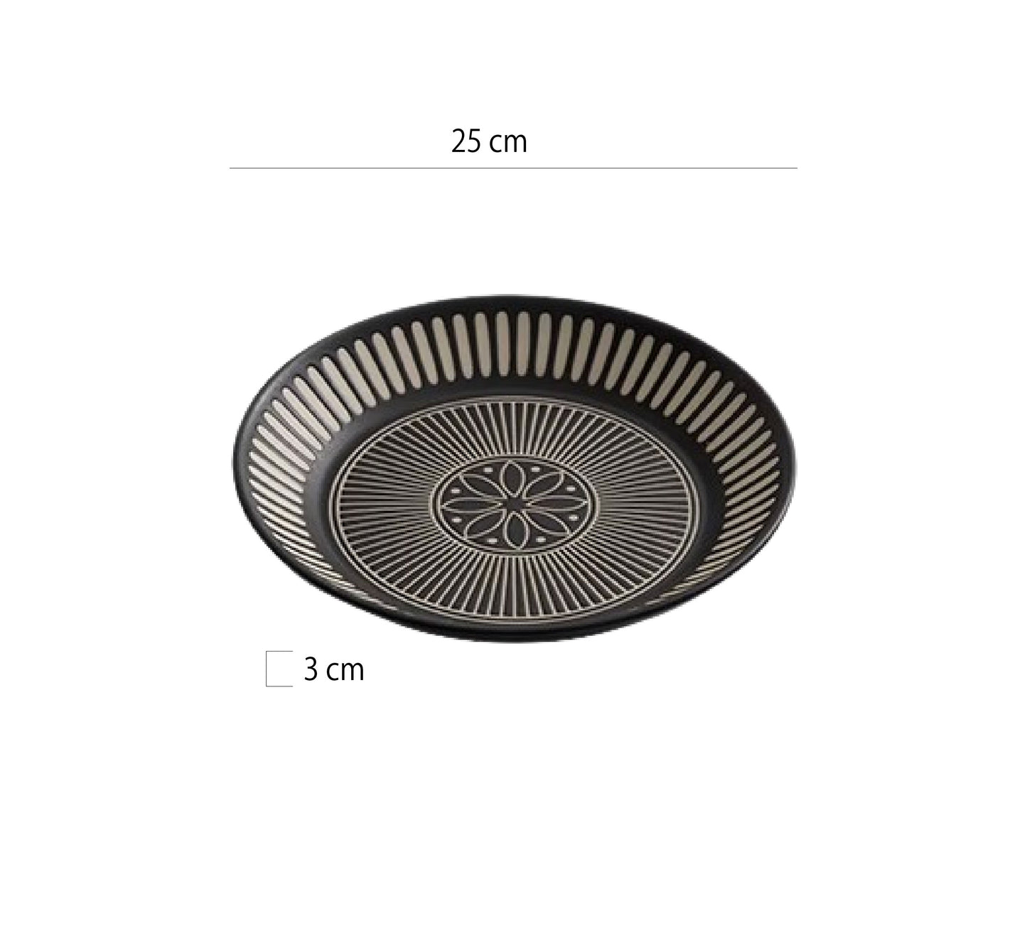 印花浮雕陶瓷淺盤 | 黑 | 17~25 cm 陶瓷 小淺盤