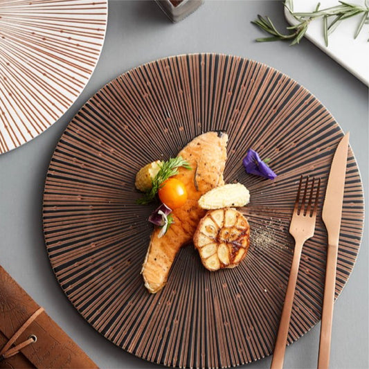 千段十草平盤 | 米白 | 27~31 cm 陶瓷 圓平盤