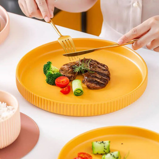 啞光馬卡龍系列 | 粉紅 淺黃 | 21~25 cm 陶瓷 淺盤