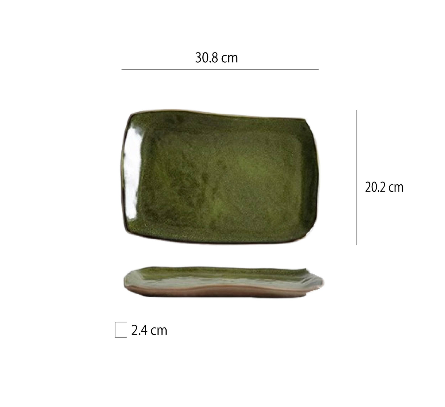 橄欖綠不規則盤 | 橢圓 長方 | 30~32 cm 陶瓷 淺盤