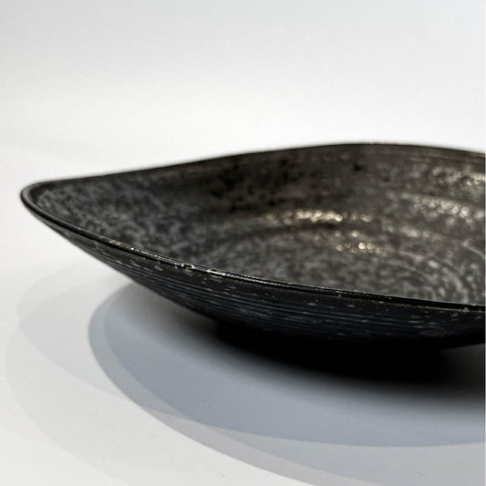 墨月陶瓷不規則圓盤 | 銀棕 | 19 cm 陶瓷 不規則圓盤