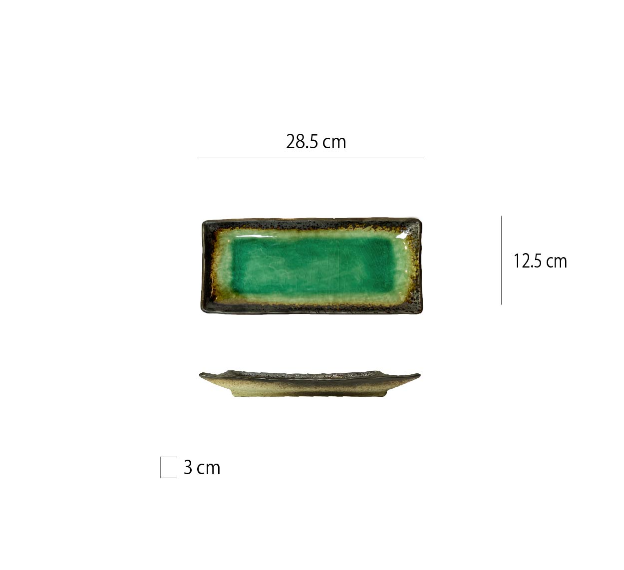 鏡湖陶瓷長方盤 | 綠冰裂 | 28.5 cm 陶瓷 長方盤 - 好生活實驗所