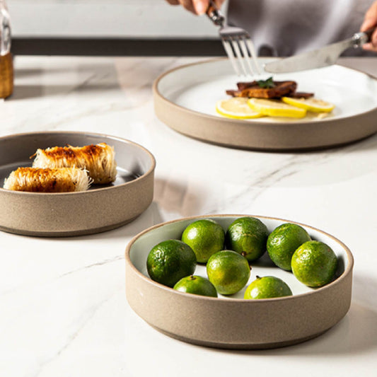 日式粗陶簡約圓平盤 | 米白 | 21cm 陶瓷 圓平盤