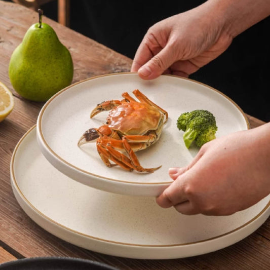 日式粗陶厚邊圓平盤 | 白 | 18.8cm 陶瓷 圓平盤