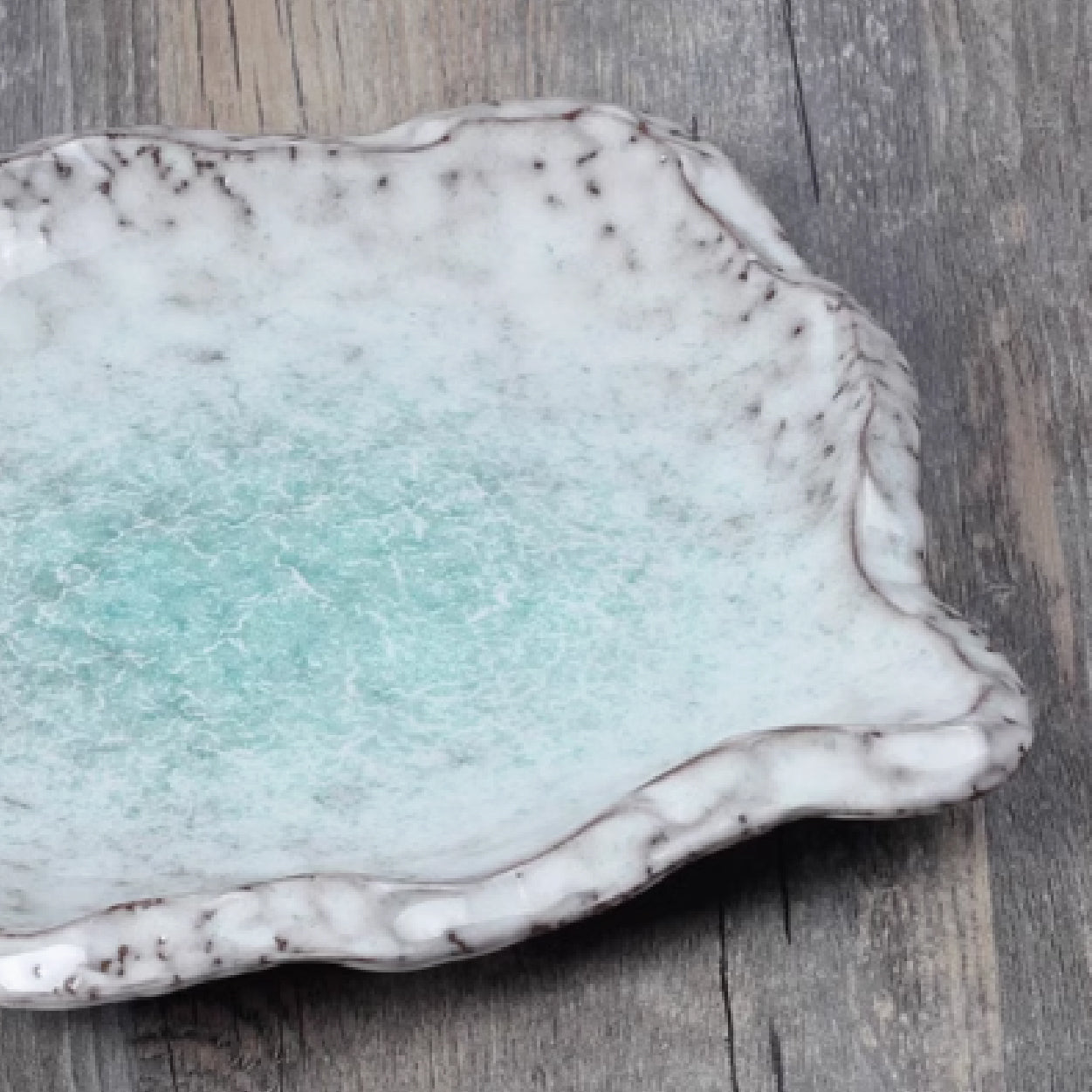 石青異型盤 | 青綠色 | 25cm 陶瓷 不規則盤