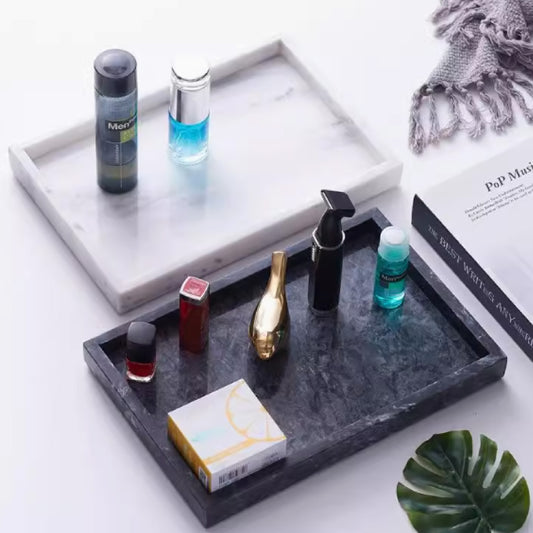 天然大理石置物盤 | 星空白 | 長30 cm 大理石 長方盤