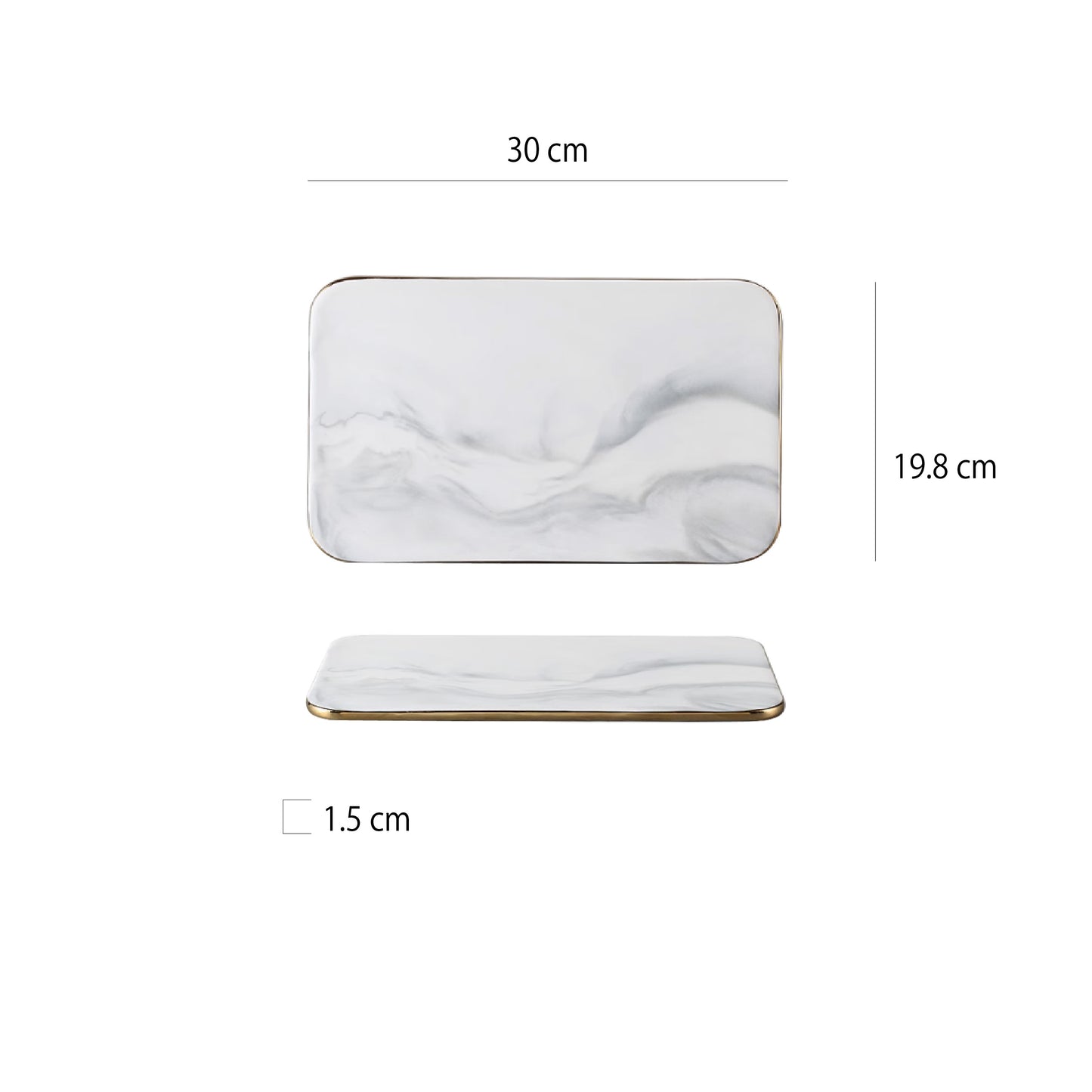 陶瓷大理石紋金邊平盤 | 3色 | 26~30cm 陶瓷 長方平盤