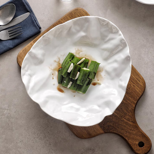 8.5吋皺褶迪琪深盤 | 白色 | 20.7 cm 陶瓷 不規則盤