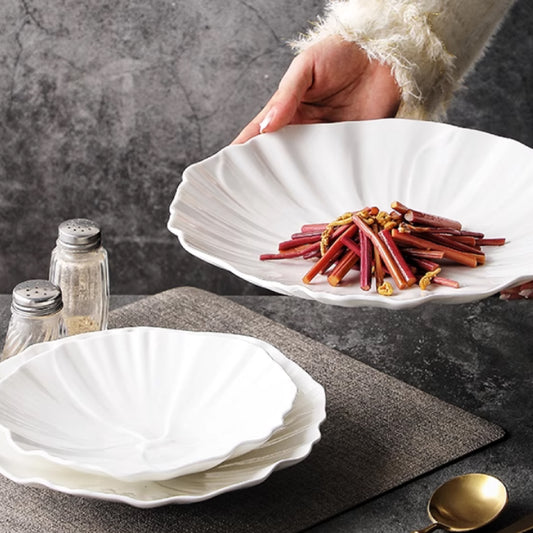 7.5吋典雅花瓣紋深盤 | 白色 | 直徑18.5 cm 陶瓷 深盤