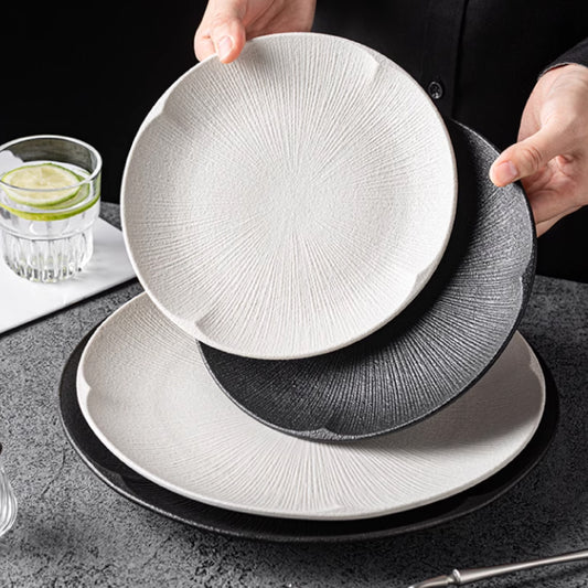 8吋磨砂浮雕條紋盤 | 2色 | 直徑20.5 cm 陶瓷 小圓盤