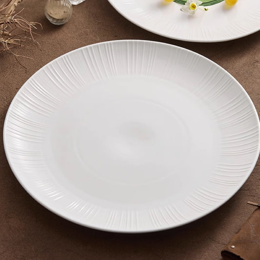 8.5吋光芒四射陶瓷白圓平盤 | 白色 | 21.5 cm 陶瓷 圓淺盤