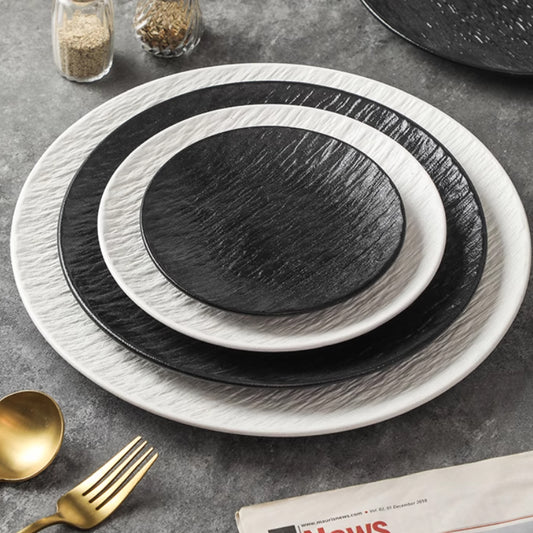 8吋石紋陶瓷圓平盤 | 白色 | 20.5 cm 陶瓷 圓平盤