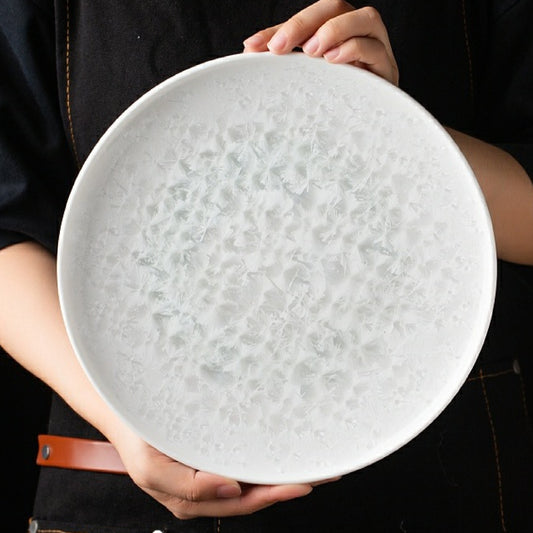 8吋白結晶圓平盤 | 白色 | 20 cm 陶瓷 圓淺盤