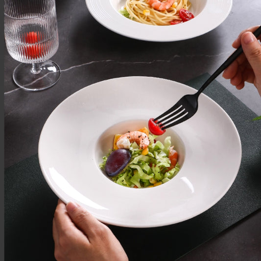 7吋純白翹邊草帽盤 | 白色 | 直徑 18 cm 陶瓷 草帽盤