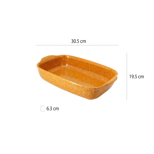 10吋雙耳潑墨點陶瓷烤盤 | 4色 | 長 30.5 cm 陶瓷 烤盤