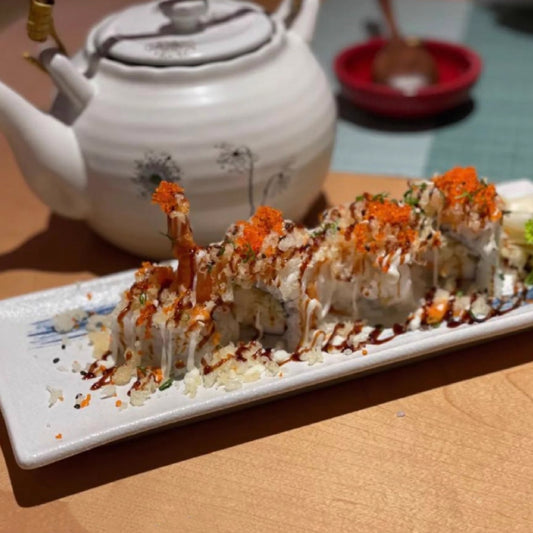 11吋日式刷紋長方平盤 | 藍白 | 長 27.5 cm 陶瓷 長方盤