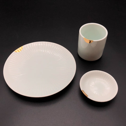 3.5吋點金白味碟 | 青白 | 直徑 8.5 cm 陶瓷 碟